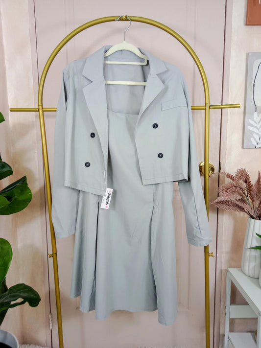 Sleeveless Dress with Long Sleeve Blazer
