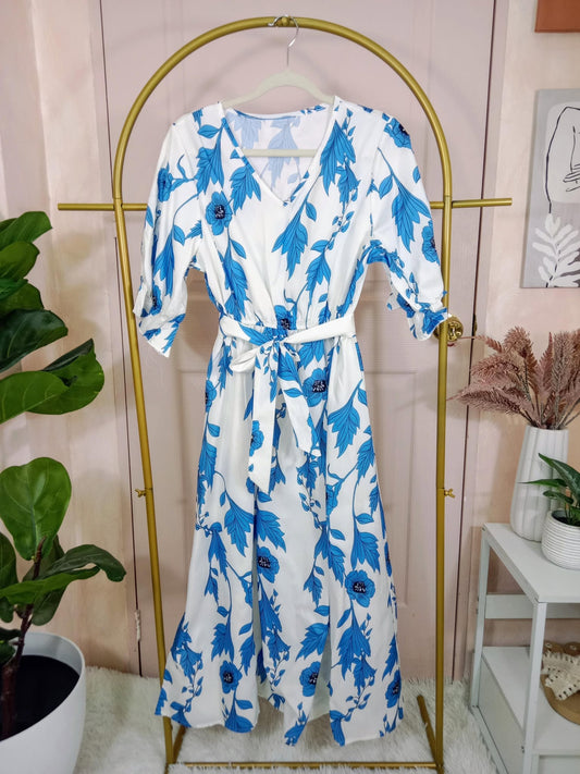 Belted Long Sleeve Summer Boho Dress