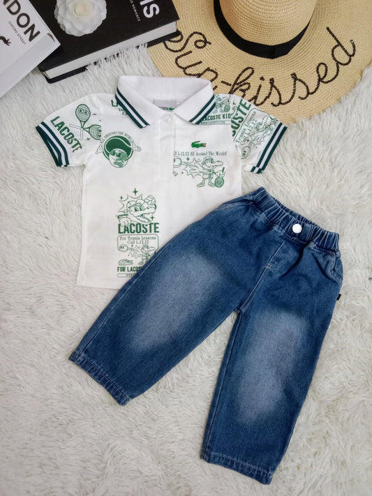 Cool Croc Polo & Denim Jeans Set for Boys