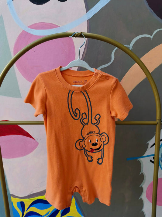 Baby Boys’ Orange Monkey Romper