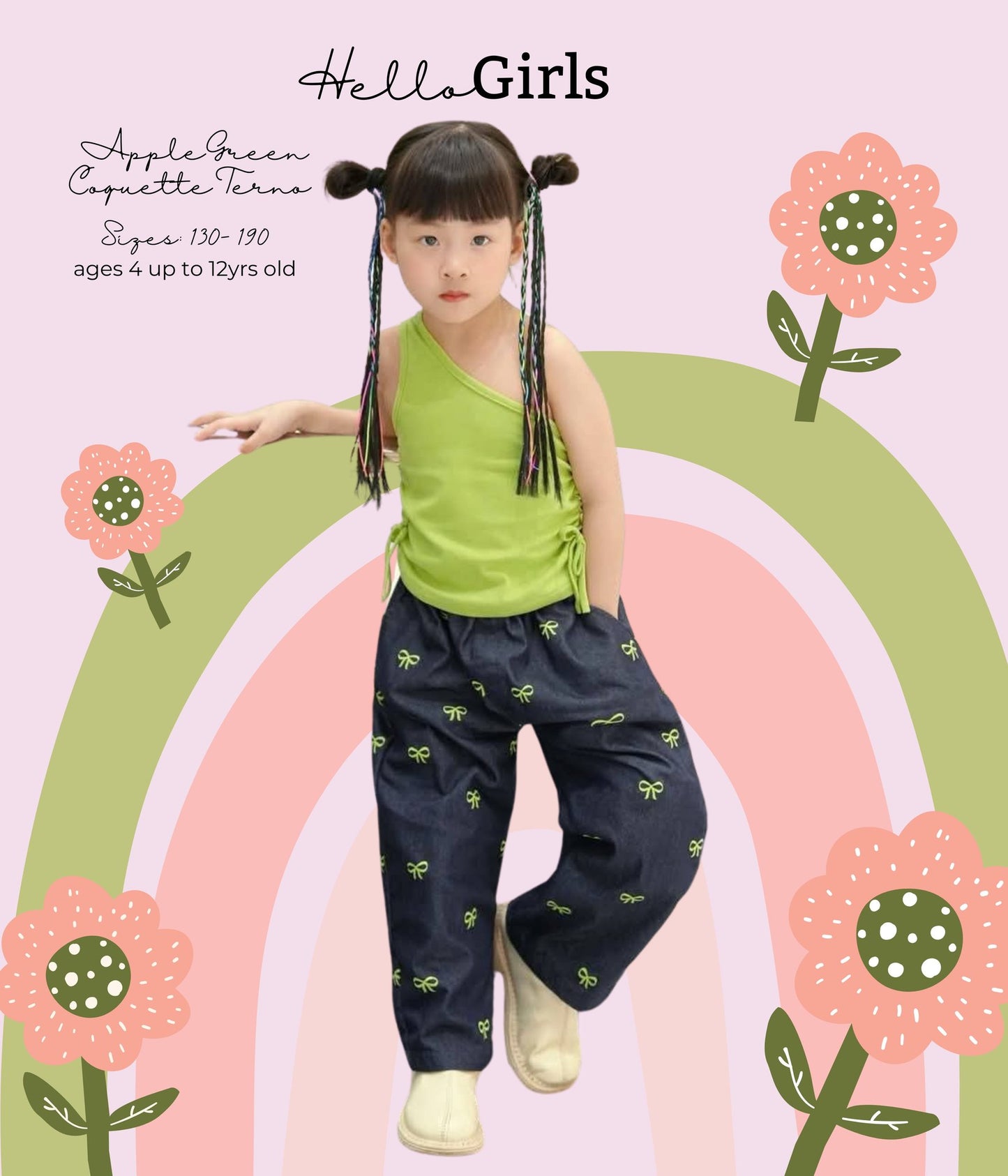 Apple Green Coquette Terno Set for Girls