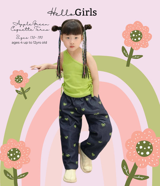 Apple Green Coquette Terno Set for Girls