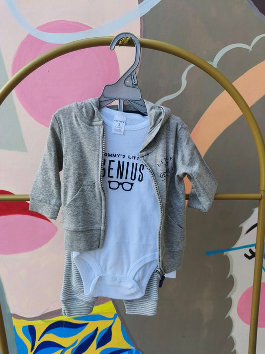 3-Piece Baby Hoodie, Bodysuit, and Jogger Pants Set