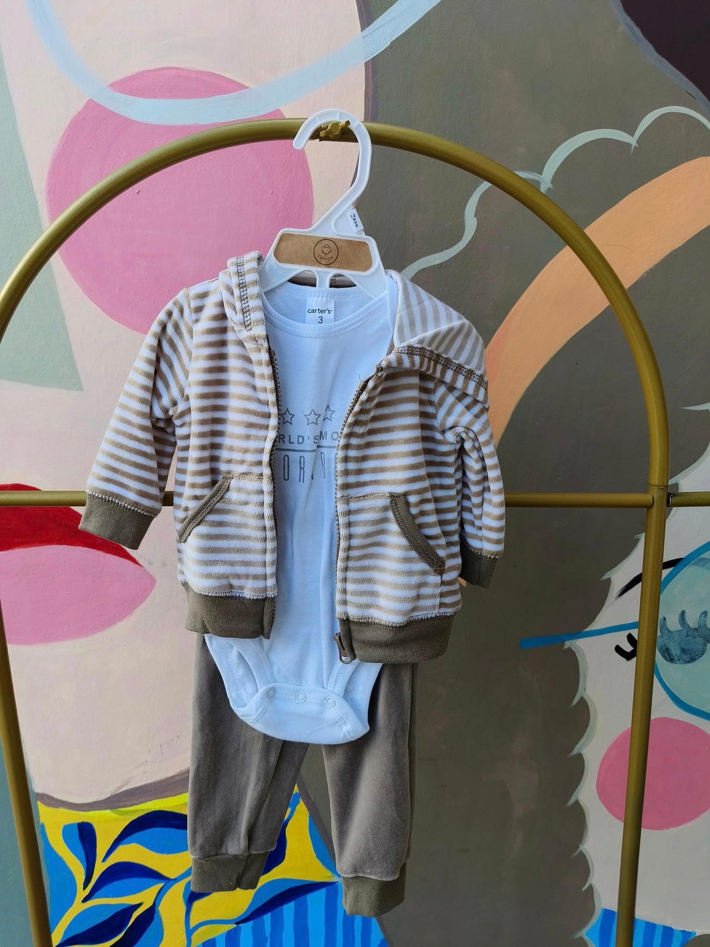 3-Piece Baby Hoodie, Bodysuit, and Jogger Pants Set