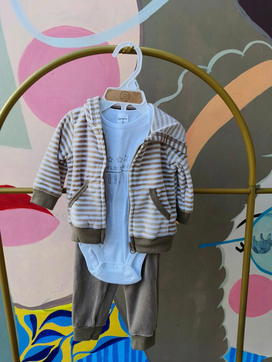 3-Piece Baby Hoodie, Bodysuit, and Jogger Pants Set