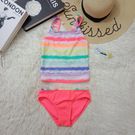 Girls’ Rainbow Stripe Tankini Set