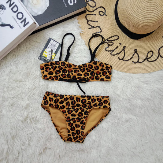 Girls Leopard Print Two-Piece Bikini Set