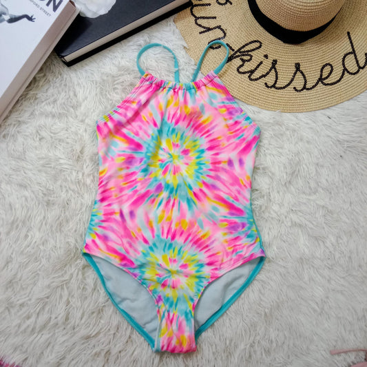 Girls Rainbow Tie-Dye One-Piece Swimsuit