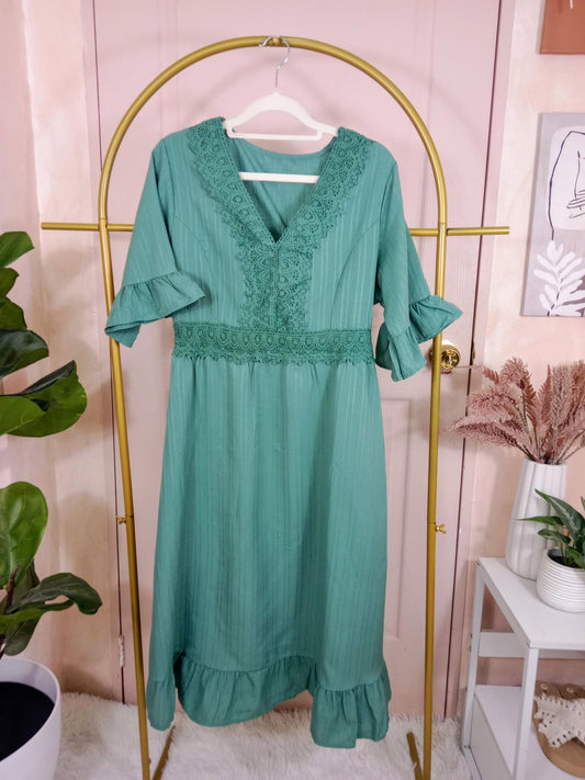 Women's Boho Lace Trim Midi Dress