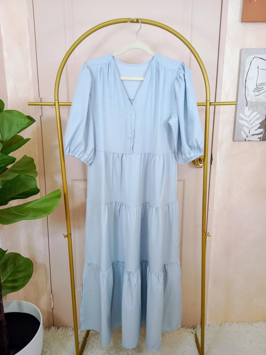 Chic Puff Sleeve Tiered Maxi Dress