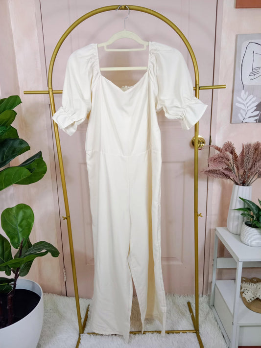 Women's Puff Sleeve Wide Leg Jumpsuit