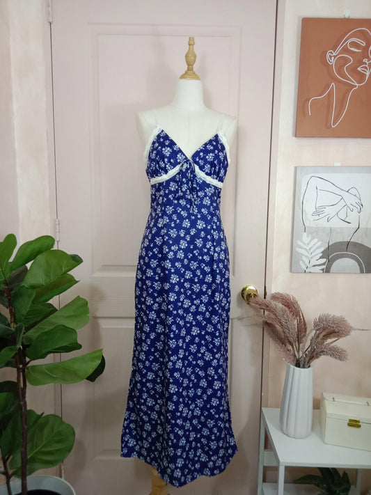Floral Lace-Trim Spaghetti Strap Dress