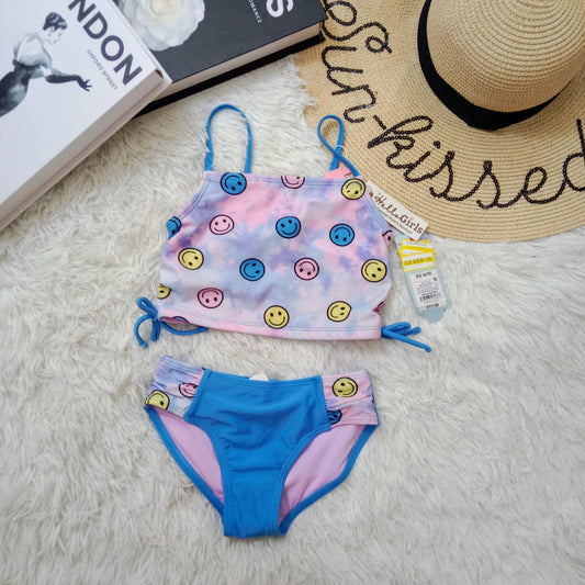 Girls Tie-Dye Smiley Face Two-Piece Swimsuit