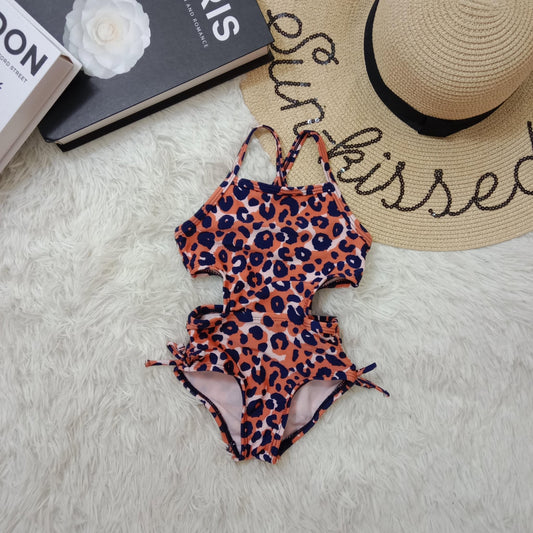 Girls’ Leopard Print Cutout One-Piece Swimsuit