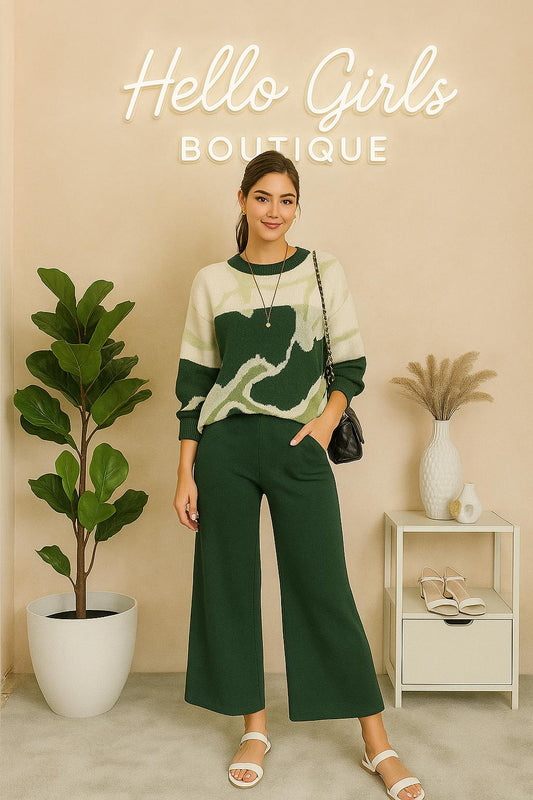 Cozy Knit Sweater & Wide-Leg Lounge Pants Set
