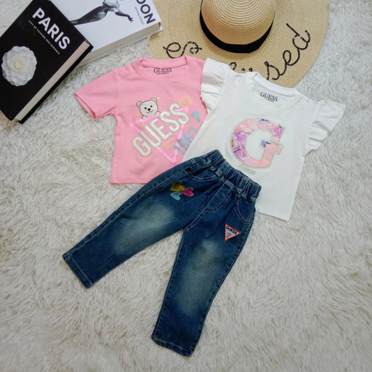 Guess Girls' Graphic Tees & Denim Jeans Set