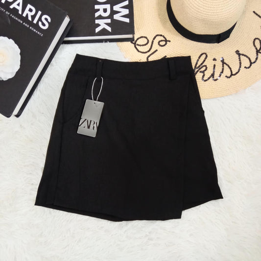 ZARA High-Waist Linen Wrap Skort – Multiple Colors Available