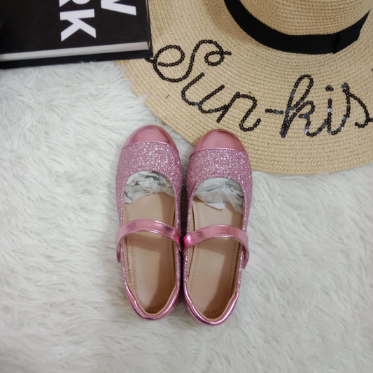 Girls' Sparkly Mary Jane Flats – Glitter Dress Shoes with Strap