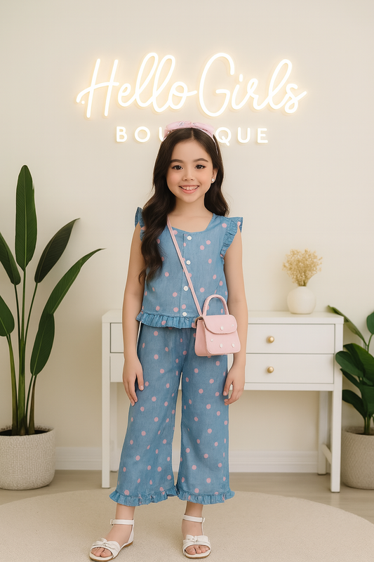 Sweet Polka-Dot Denim Co-Ord Set