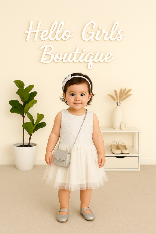 Girls’ White Sleeveless Party Dress