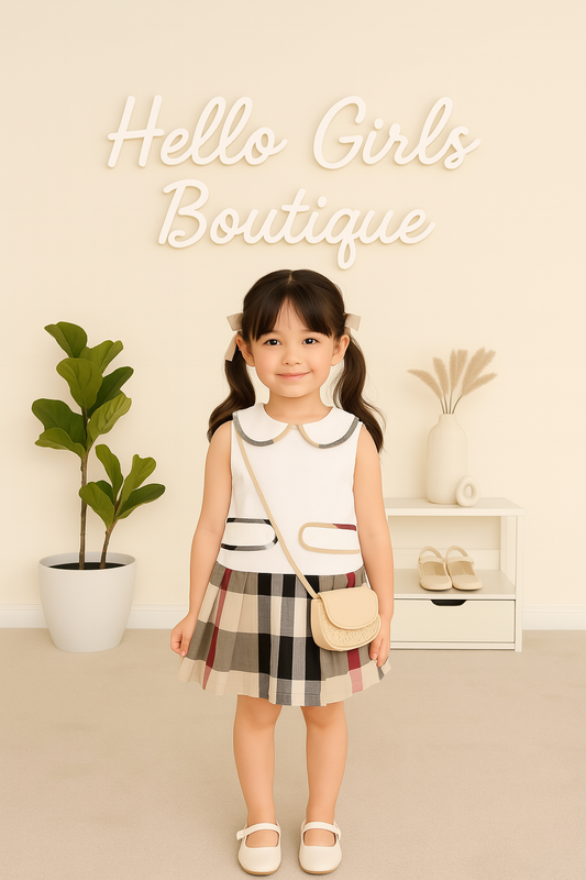 Classic Plaid Pleated Dress with Peter Pan Collar