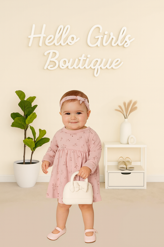 Long Sleeve Pink Floral Baby Dress with Bloomers