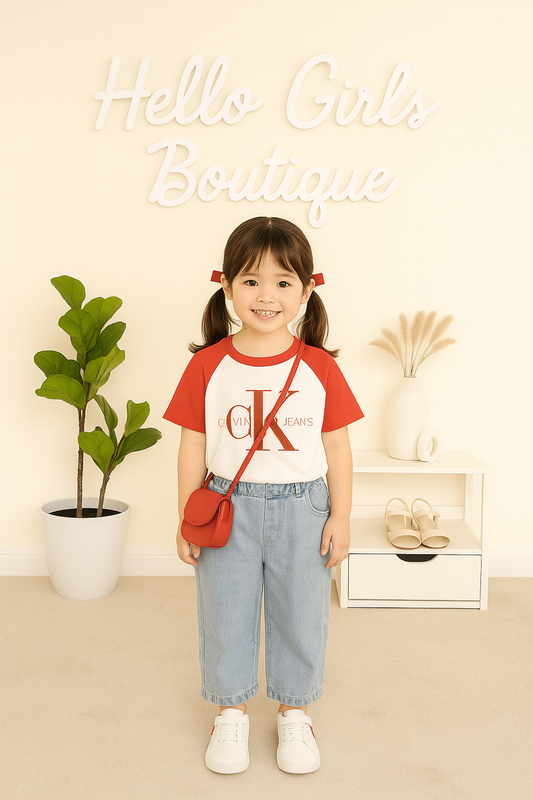 Trendy Calvin Klein CK Tee & Wide-Leg Denim Jeans