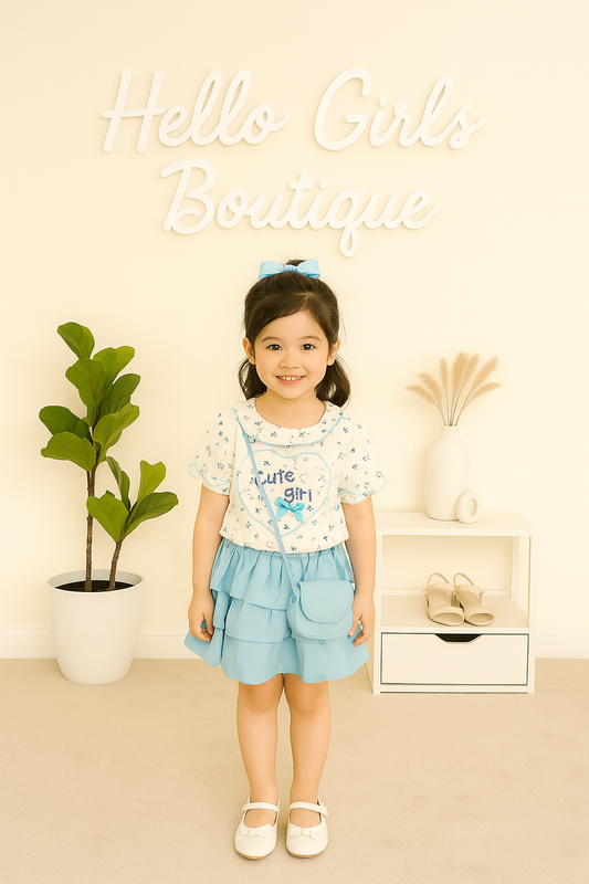 Cute Girl Ruffle Top and Skirt Set
