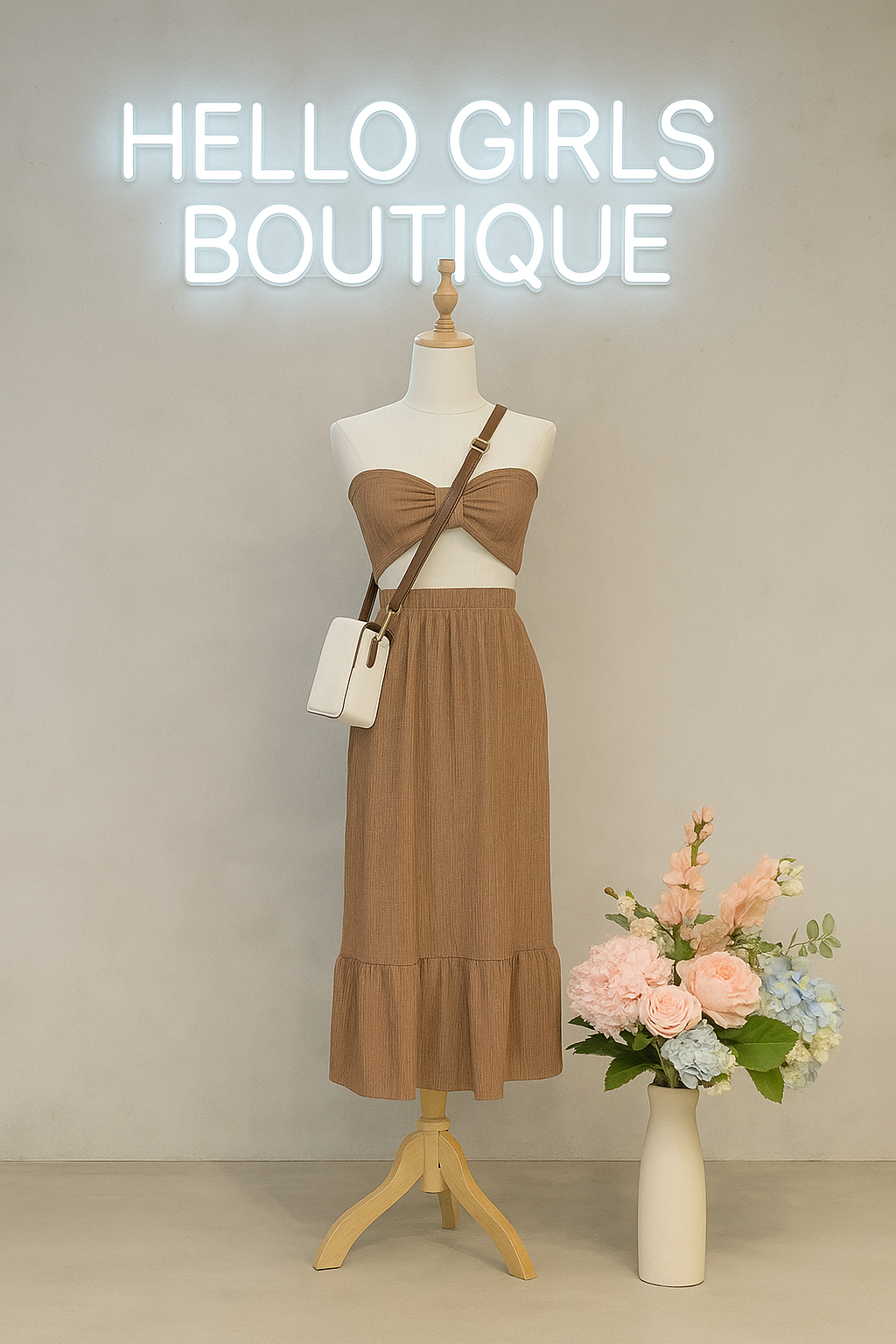 Smocked Tube Top and Maxi Skirt Set