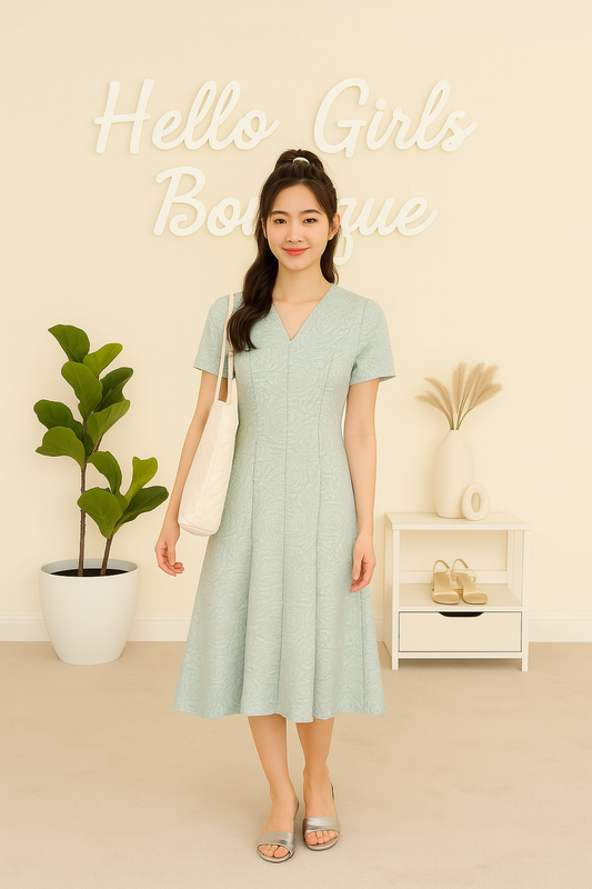 Women's Embossed Textured Midi Dress