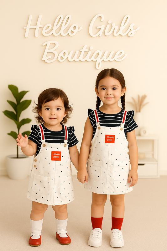 Tommy Striped Tee & Star Dungaree Set for Girls