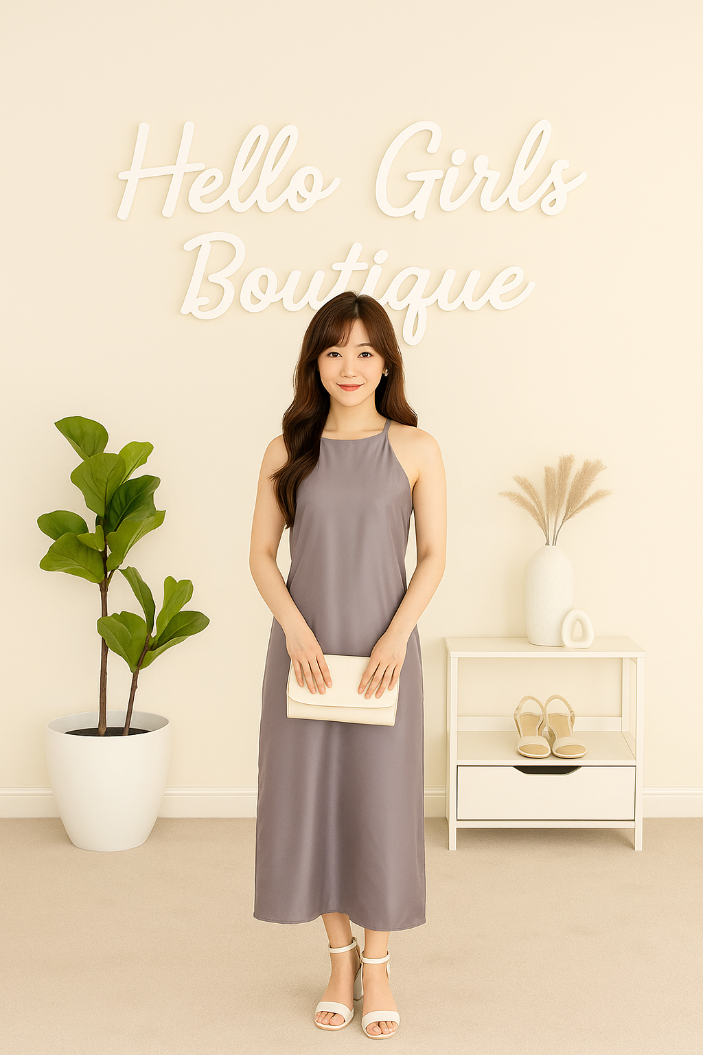 Satin Halter Slip Dress
