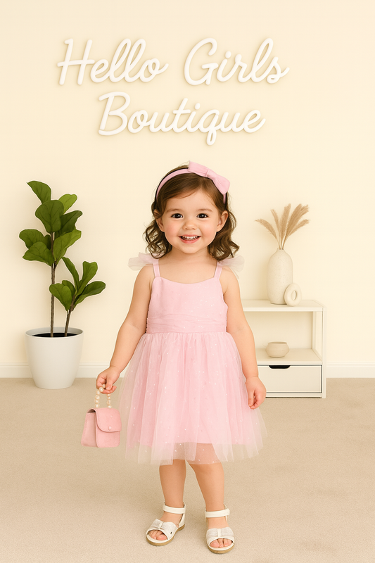 Girls’ Pink Glitter Tulle Dress