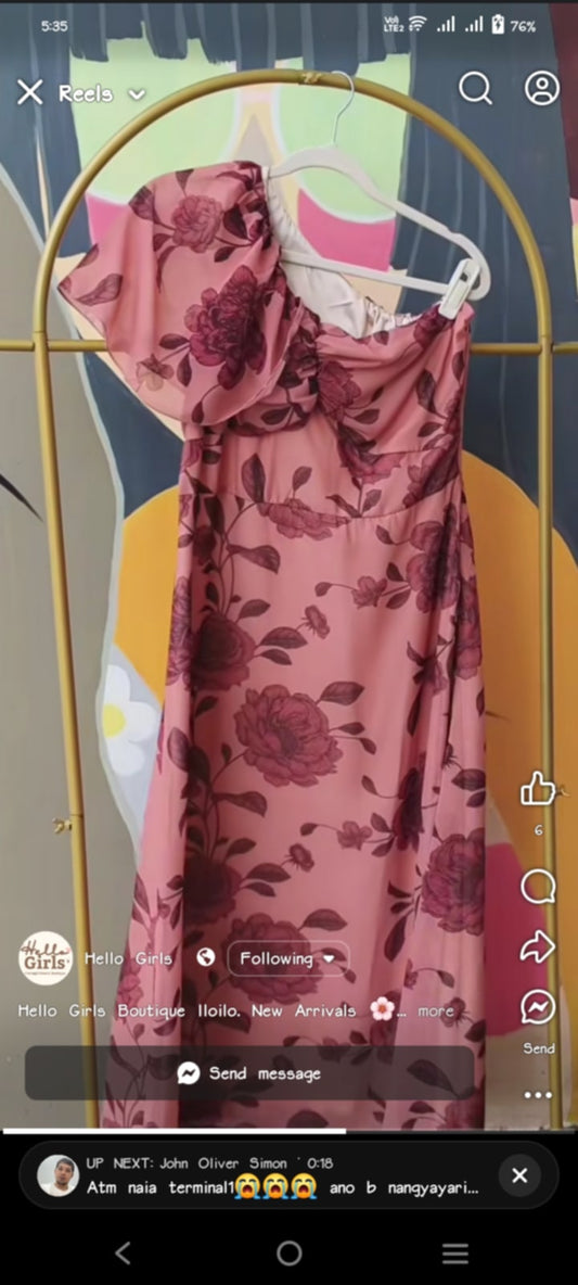 One-Shoulder Floral Chiffon Maxi Dress