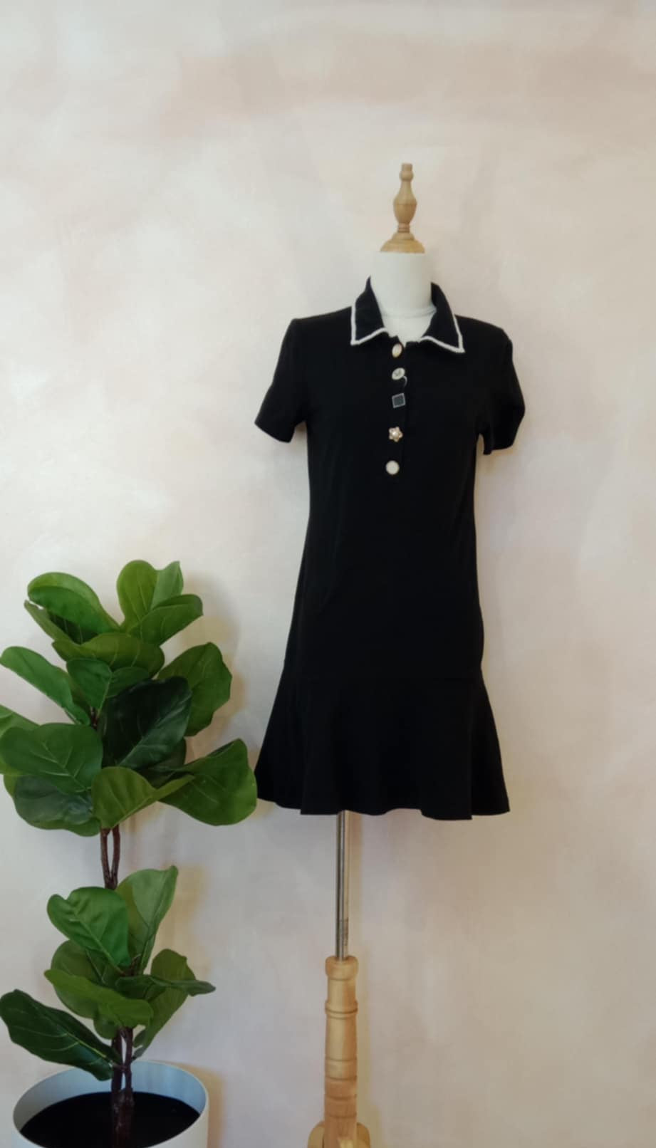 Polo Collar Button-Front Mini Dress