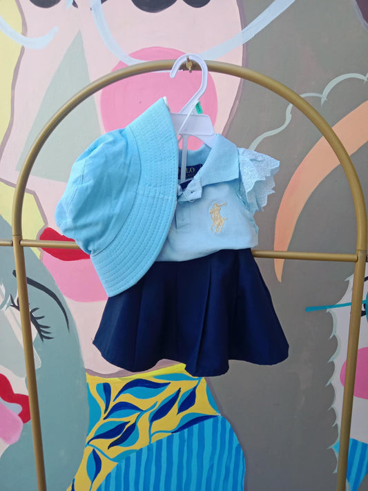 Baby Girl Polo Dress with Sun Hat