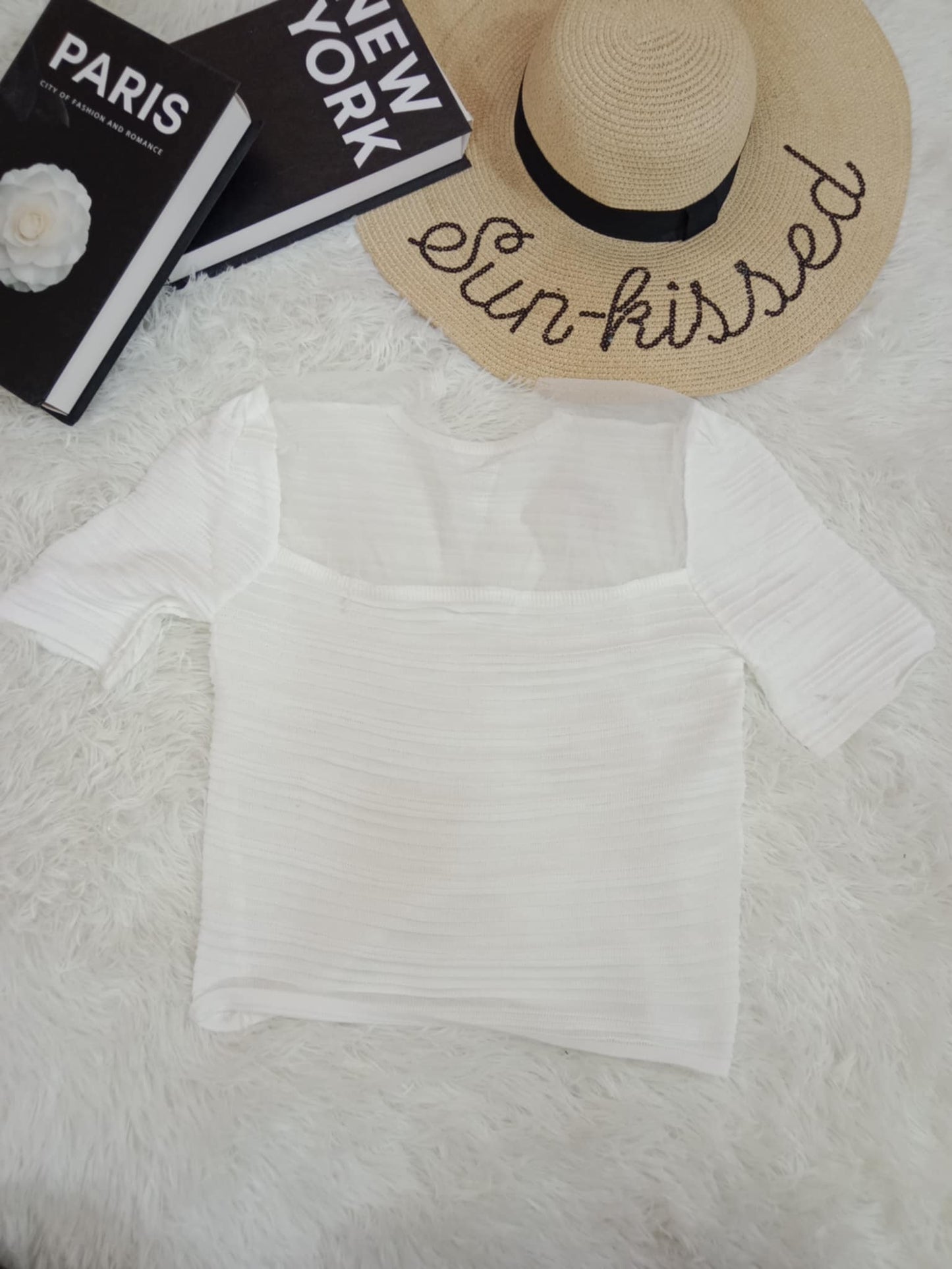 Sheer Panel Ribbed Knit Top