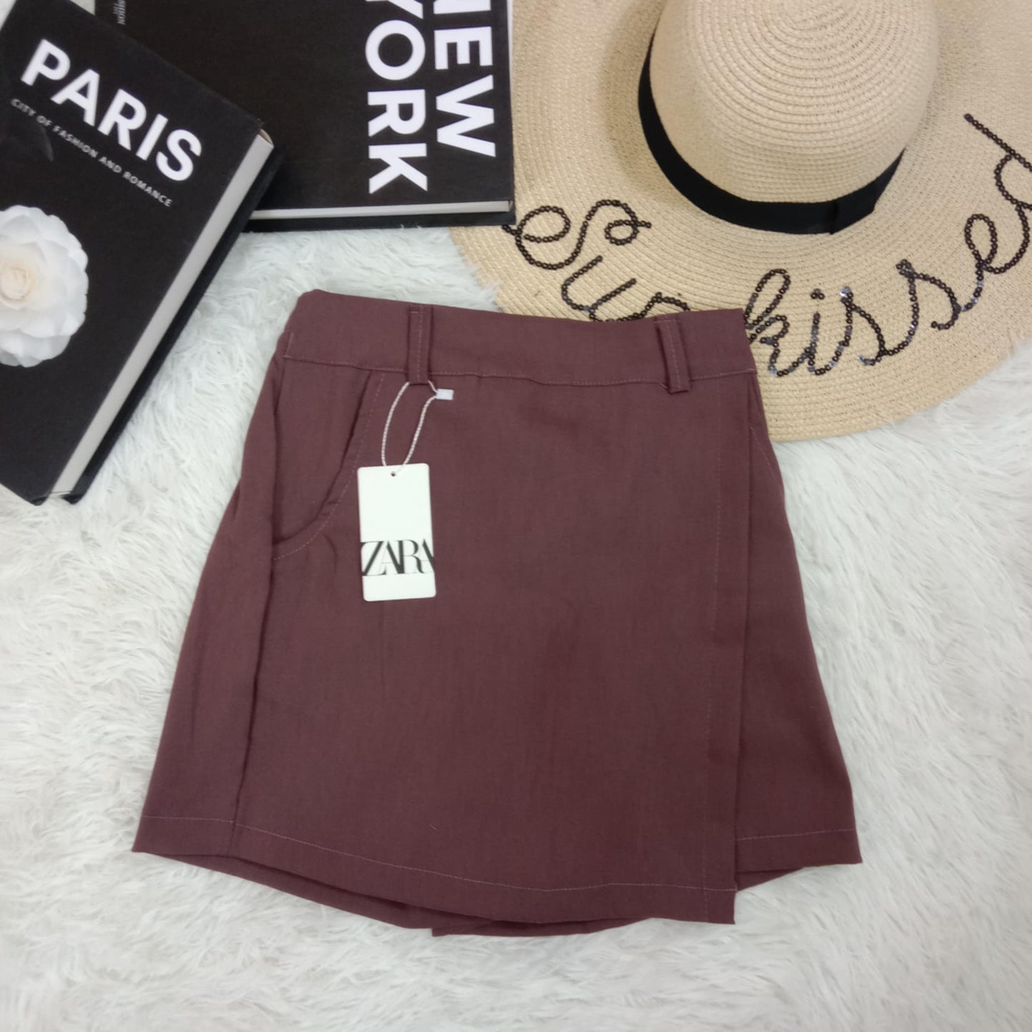 ZARA High-Waist Linen Wrap Skort – Multiple Colors Available