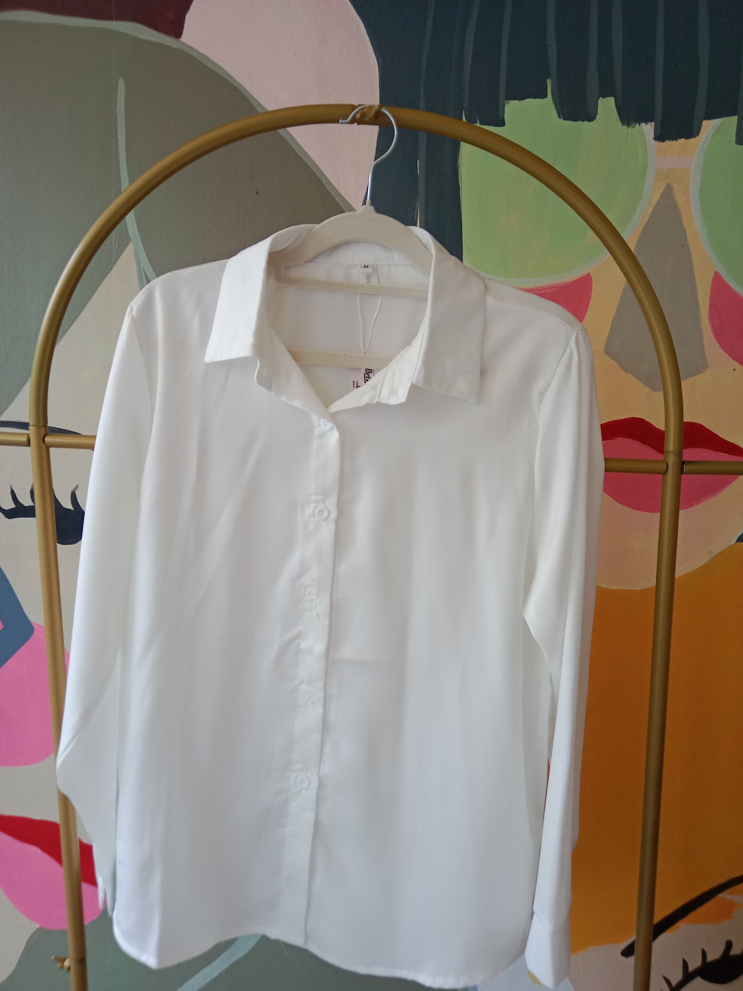 Classic Satin Button-Down Blouse – Long Sleeve Collared Top
