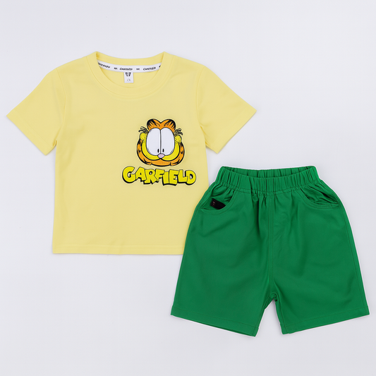 Garfield Yellow Tee & Green Shorts Set for Kids