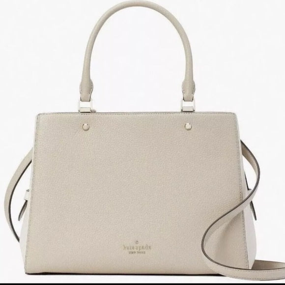 Kate Spade New York Leila Medium Triple Compartment Satchel – Light Sand/Gold bag