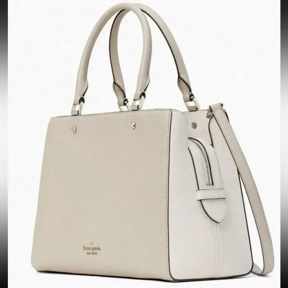 Kate Spade New York Leila Medium Triple Compartment Satchel – Light Sand/Gold bag