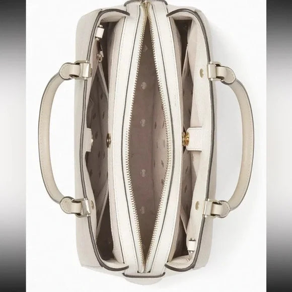Kate Spade New York Leila Medium Triple Compartment Satchel – Light Sand/Gold bag