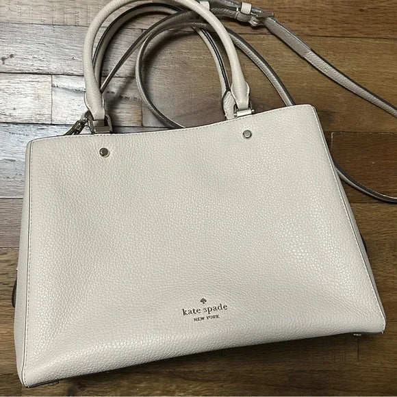 Kate Spade New York Leila Medium Triple Compartment Satchel – Light Sand/Gold bag